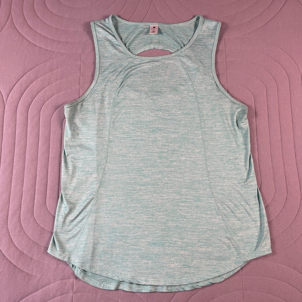 Yogalicious Womens Medium Athletic Tank Top Mint Green Open Back Gym Yoga